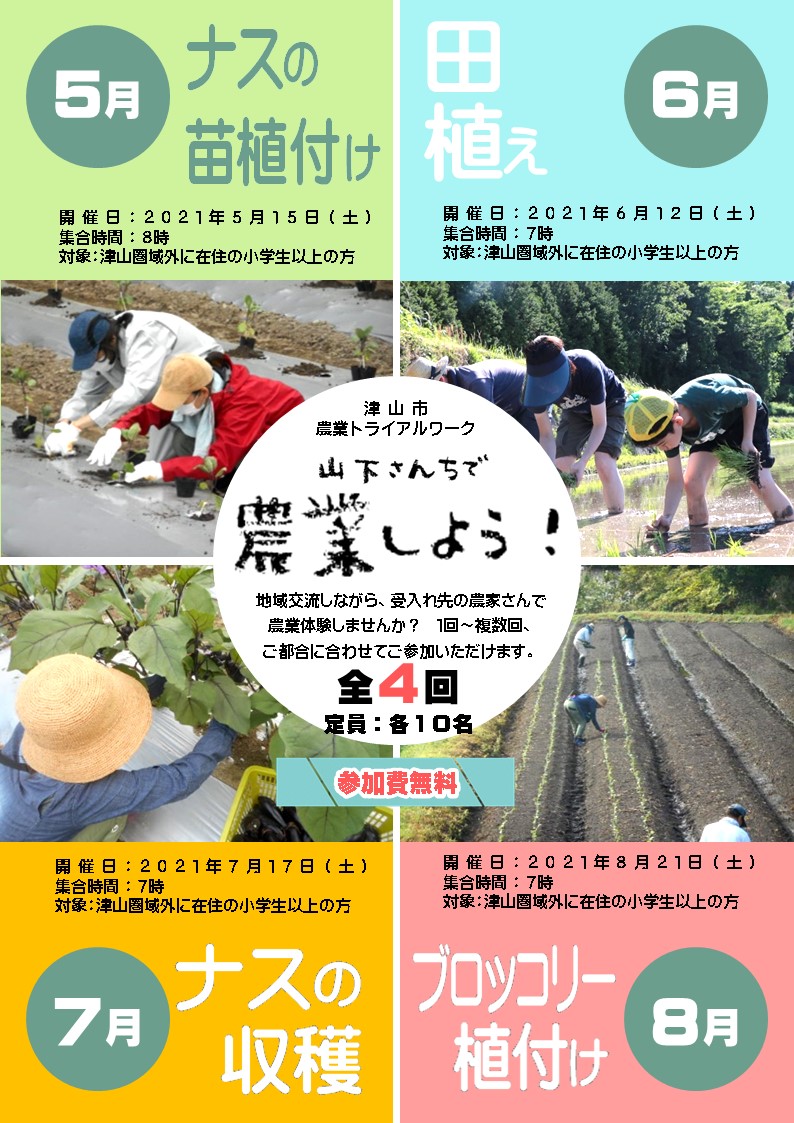 2021年度 津山市農業トライアルワーク 年間コース 参加者募集のお知らせ 津山市公式サイト 2021年度 津山市農業トライアルワーク 年間コース 参加者募集のお知らせ 津山市公式サイト